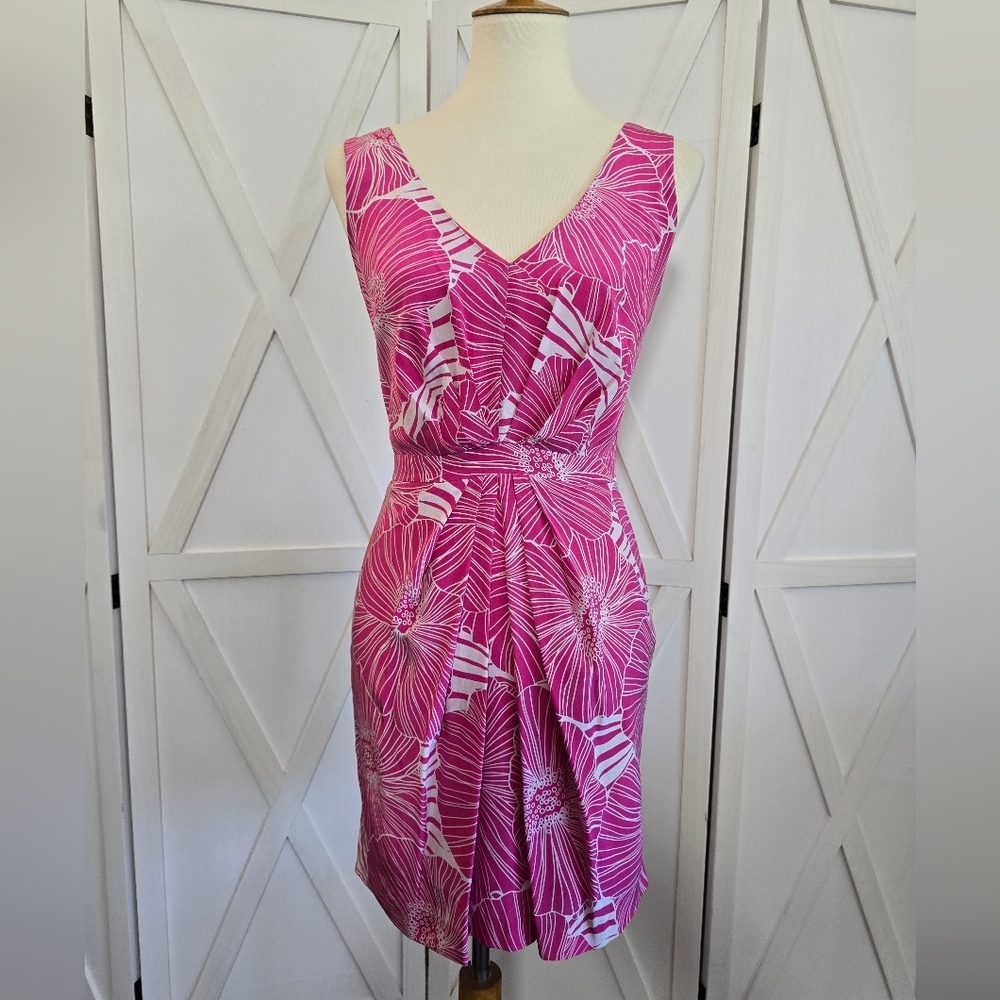 Armani Exchange Women's Pink/White Floral Sleeveless Silk Dress